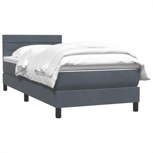 Box spring krevet s madracem tamnosivi 90x220 cm baršunasti - NOVO