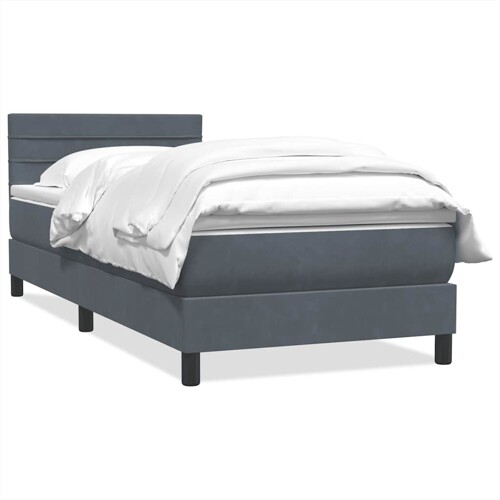 Box spring krevet s madracem tamnosivi 90x220 cm baršunasti - NOVO