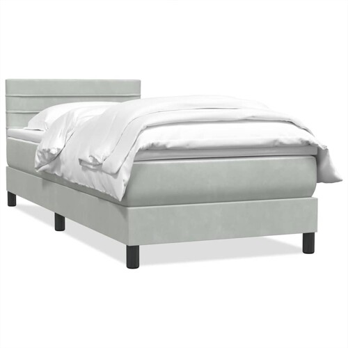 Box Spring krevet s madracem svijetlo sivi 80x220 cm samt - NOVO