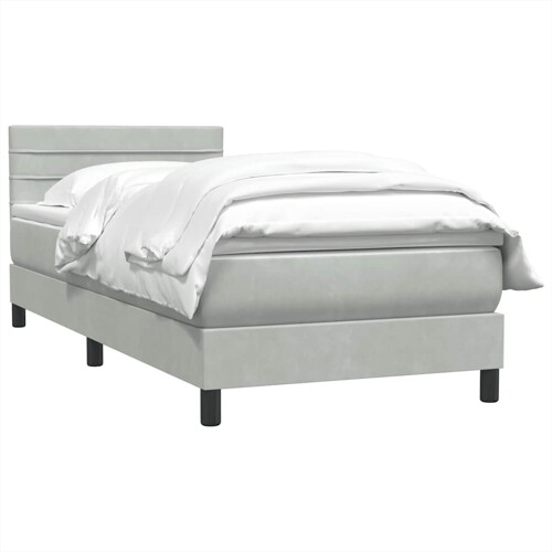 Box Spring krevet s madracem svijetlo sivi 80x220 cm samt - NOVO