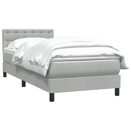 Box Spring krevet s madracem svijetlo sivi 90x210 cm baršun - NOVO