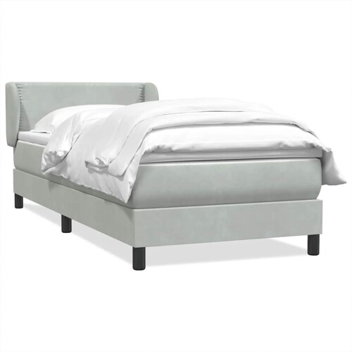 Box Spring krevet s madracem svijetlo sivi 90x220 cm baršun - NOVO