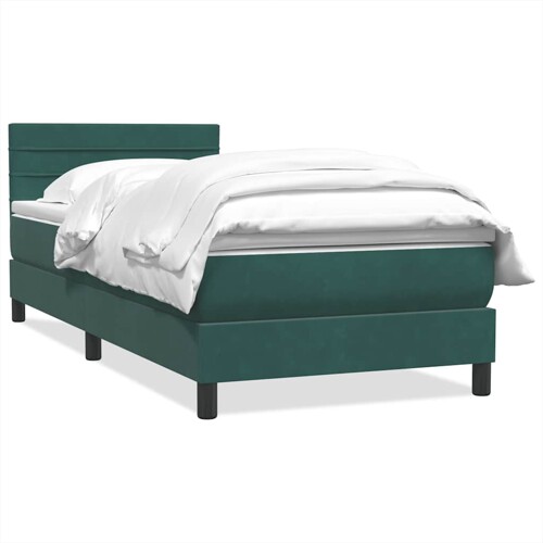 Box Spring krevet s madracem tamnozeleni 80x210 cm baršun - NOVO