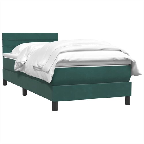 Box Spring krevet s madracem tamno zeleni 90x210 cm baršun - NOVO