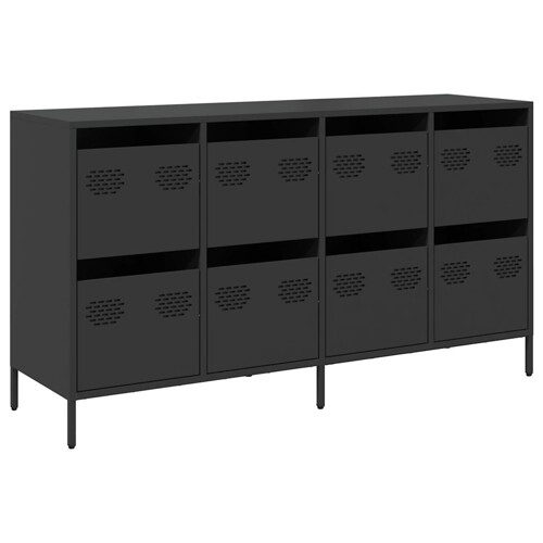 Komoda crna 135x39x73,5 cm hladno valjani čelik - NOVO