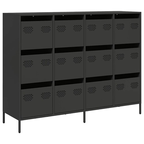 Komoda crna 135x39x103,5 cm hladno valjani čelik - NOVO