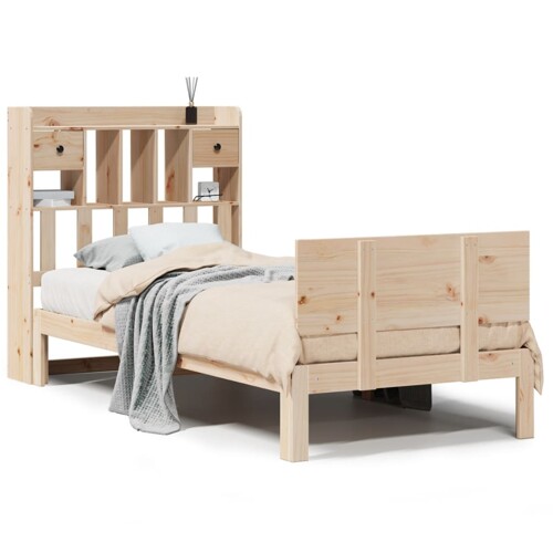 Krevet s regalom za knjige bez madraca 75x190 cm borovina - NOVO