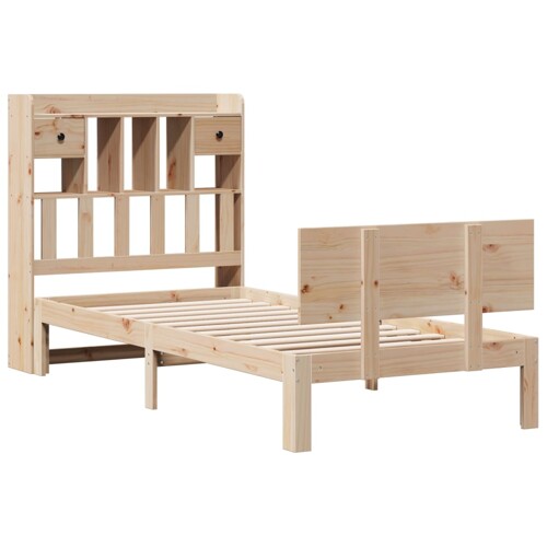 Krevet s regalom za knjige bez madraca 75x190 cm borovina - NOVO