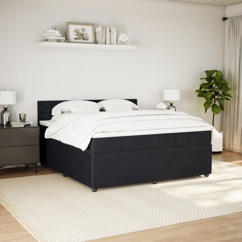 Krevet s oprugama i madracem crni 180x200 cm baršunasti - NOVO