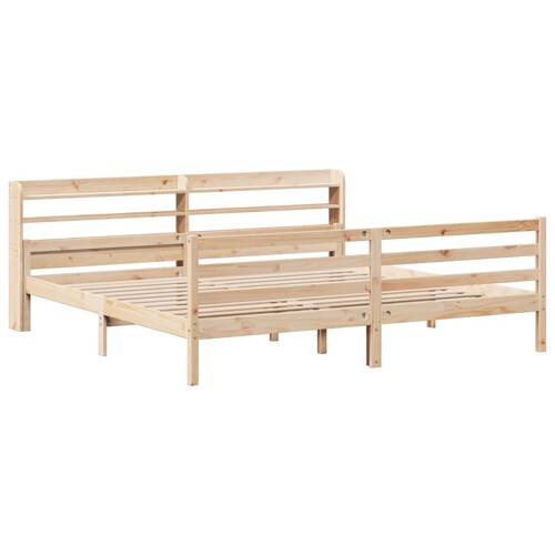 Okvir kreveta s uzglavljem 200 x 200 cm od masivne borovine - NOVO