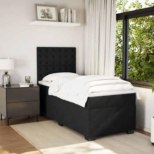 Box spring krevet s madracem crni 80 x 200 cm baršunasti - NOVO