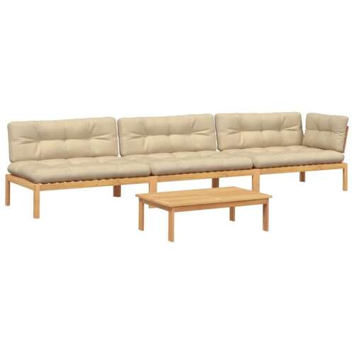 4-dijelni set vrtnih sofa od paleta s jastucima od drva bagrema - NOVO