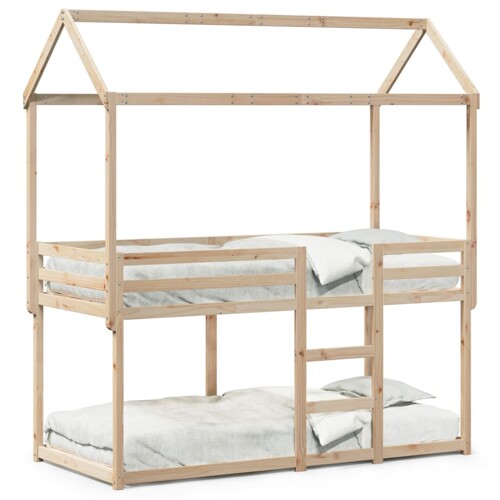Krevet na kat s krovom 90 x 190 cm od masivne borovine - NOVO