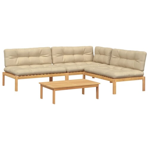 4-dijelni set vrtnih sofa od paleta s jastucima od drva bagrema - NOVO