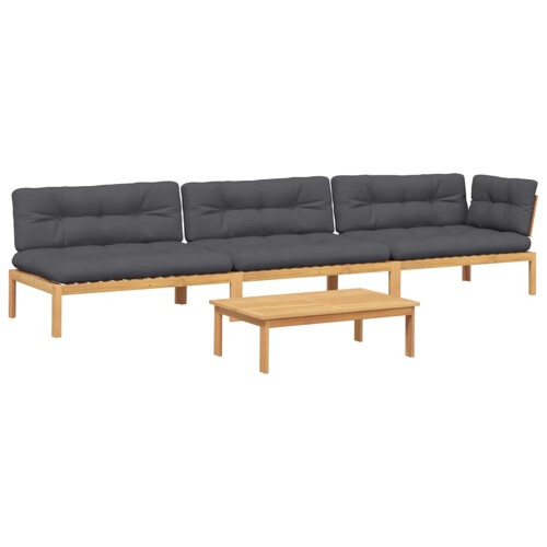 4-dijelni set vrtnih sofa od paleta s jastucima od drva bagrema - NOVO