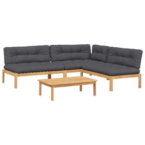 4-dijelni set vrtnih sofa od paleta s jastucima od drva bagrema - NOVO