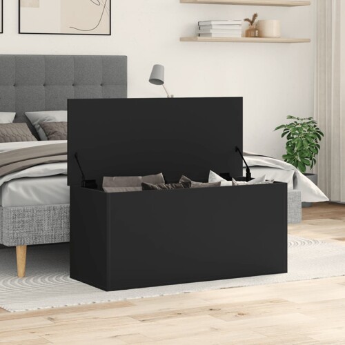 Kutija za pohranu crna 100x42x46 cm od konstruiranog drva - NOVO