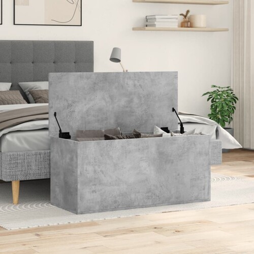Kutija za pohranu boja betona 100x42x46 cm konstruirano drvo - NOVO
