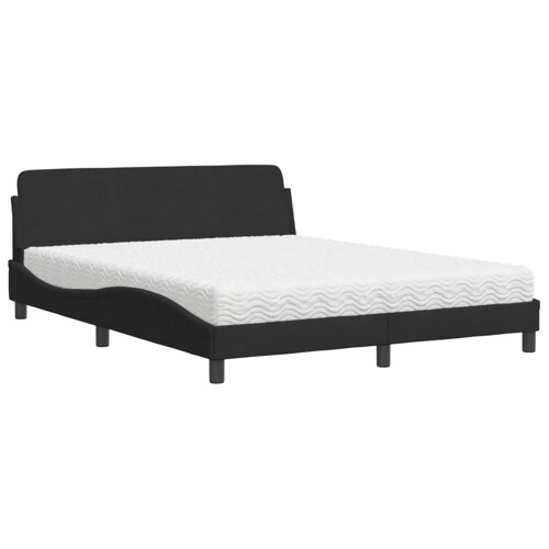 Krevet s madracem crni 160x200 cm baršunasti - NOVO