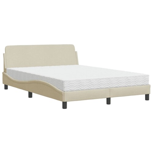 Krevet s madracem krem 140 x 190 cm od tkanine - NOVO