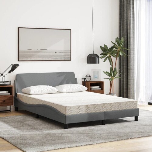 Krevet s madracem svjetlosivi 140x200 cm od tkanine - NOVO