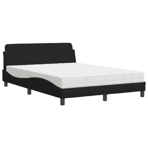 Krevet s madracem crni 140x200 cm od tkanine - NOVO