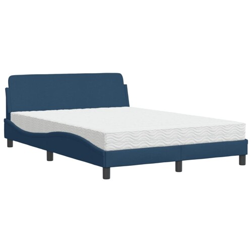 Krevet s madracem plavi 140x200 cm od tkanine - NOVO