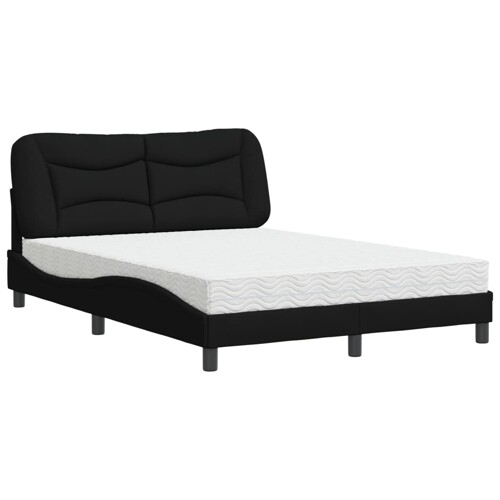 Krevet s madracem crni 140x200 cm od tkanine - NOVO