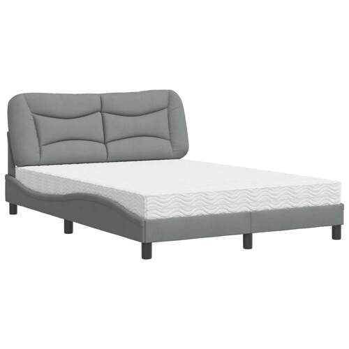 Krevet s madracem svjetlosivi 140x200 cm od tkanine - NOVO