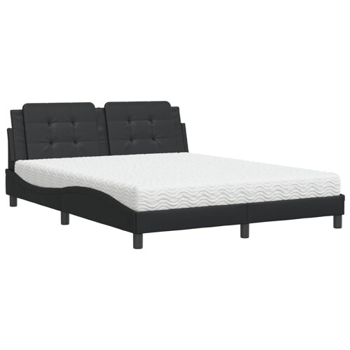Krevet s madracem crni 160 x 200 cm od umjetne kože - NOVO