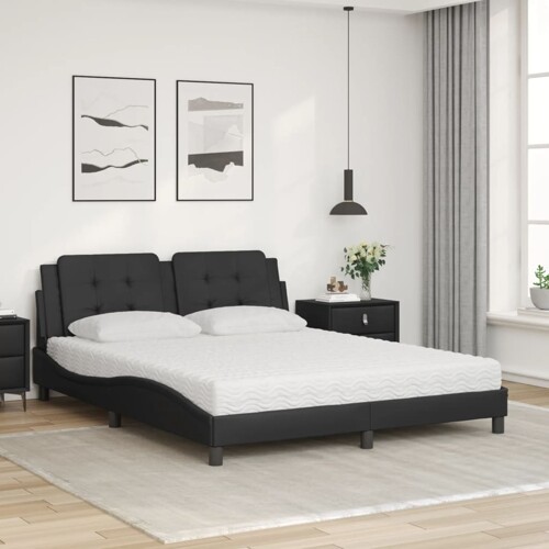 Krevet s madracem crni 160 x 200 cm od umjetne kože - NOVO
