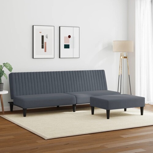 2-dijelni set sofa tamnosivi baršunasti - NOVO