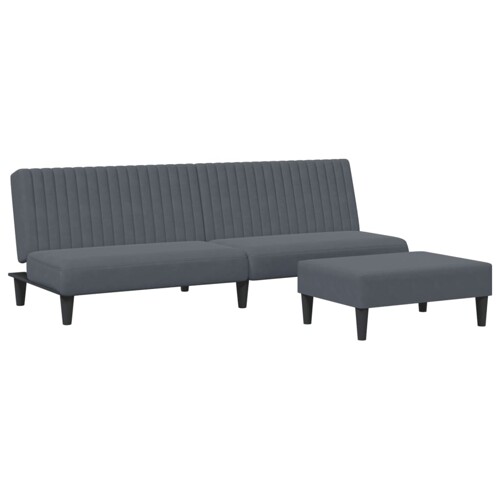 2-dijelni set sofa tamnosivi baršunasti - NOVO
