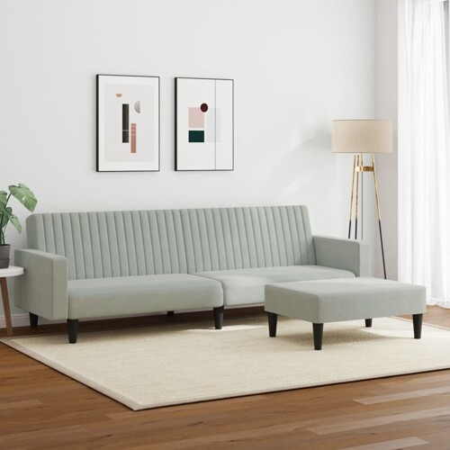 2-dijelni set sofa svjetlosivi baršunasti - NOVO