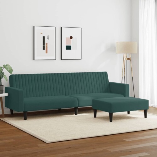 2-dijelni set sofa tamnozeleni baršunasti - NOVO