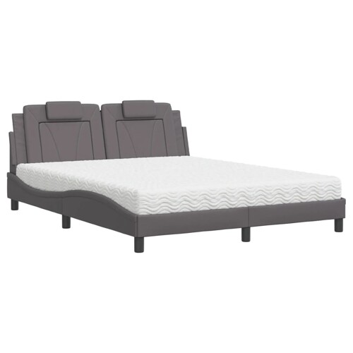 Krevet s madracem sivi 160 x 200 cm od umjetne kože - NOVO