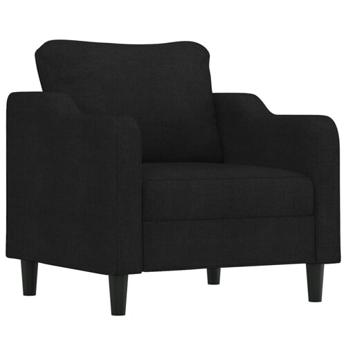 3-dijelni set sofa s jastucima crni od tkanine - NOVO