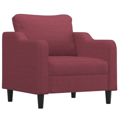 3-dijelni set sofa s jastucima crvena boja vina od tkanine - NOVO