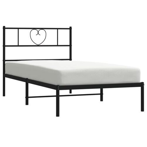 Metalni okvir za krevet s uzglavljem crni 75x190 cm - NOVO