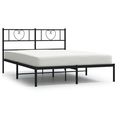 Metalni okvir za krevet s uzglavljem crni 160x200 cm - NOVO