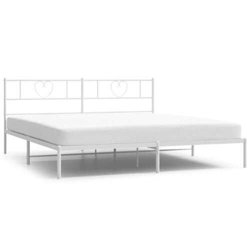 Metalni okvir za krevet s uzglavljem bijeli 180x200 cm - NOVO