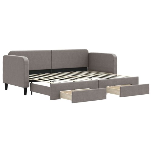 Dnevni krevet na razvlačenje smeđesivi 80 x 200 cm od tkanine - NOVO