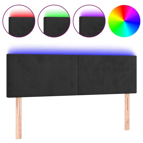 LED uzglavlje crno 144x5x78/88 cm baršunasto - NOVO