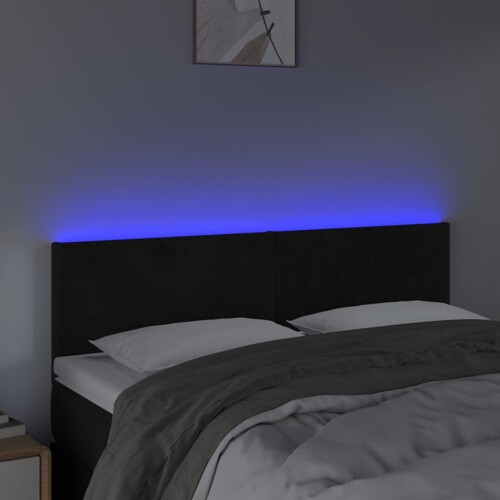 LED uzglavlje crno 144x5x78/88 cm baršunasto - NOVO