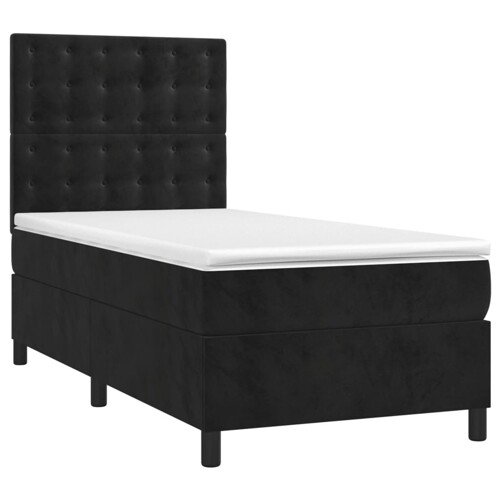 Krevet box spring s madracem LED crni 80 x 200 cm baršunasti - NOVO