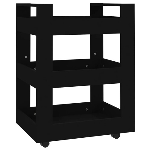 Kuhinjska kolica crna 60 x 45 x 80 cm od konstruiranog drva - NOVO
