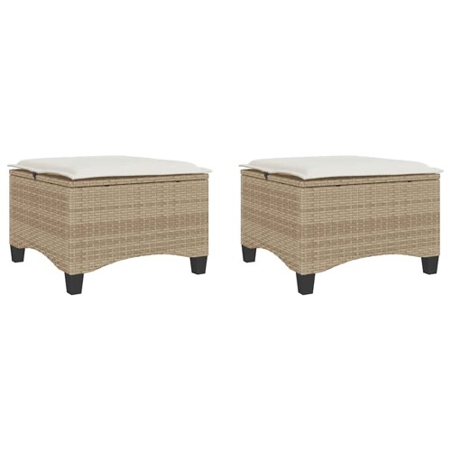 Vrtni tabure s jastucima 2 kom bež 55x55x36 cm poliratan - NOVO