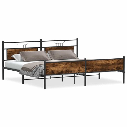 Metalni okvir kreveta bez madraca boja hrasta 193x203 cm - NOVO