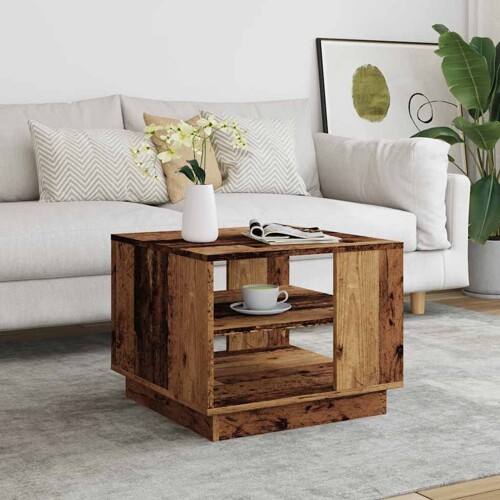Stol za kavu staro drvo 55x55x42 cm konstruirano drvo - NOVO