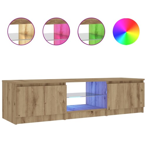 TV ormarić s LED svjetlima Artisan hrast 140x40x35,5 cm - NOVO